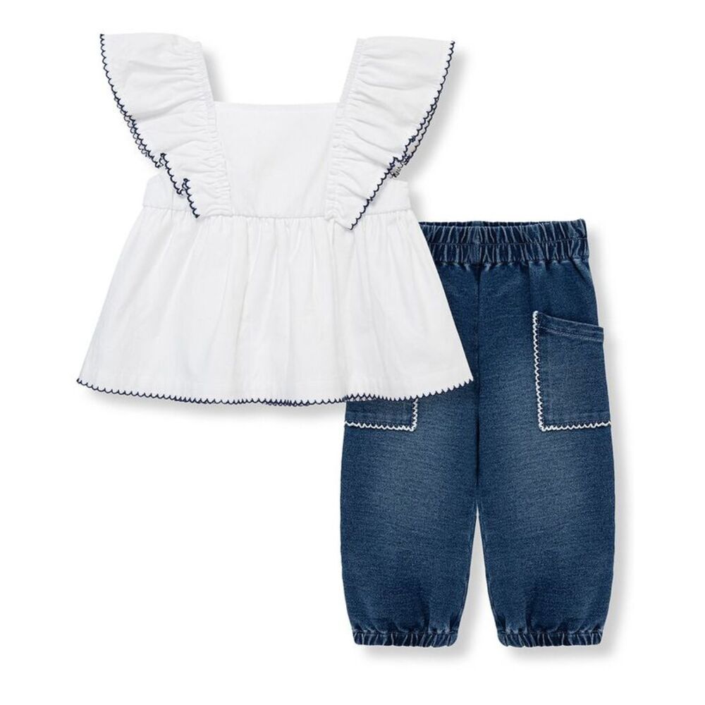 Habitual Girls  2Pc Knit Denim Pant Set, White